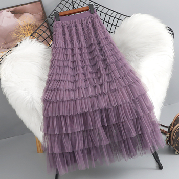 91% положителна оценка Висококачествена мрежеста полупола за жени Пролет/Лято 2025 Нов стил с висока талия за отслабване