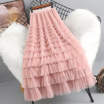 91% положителна оценка Висококачествена мрежеста полупола за жени Пролет/Лято 2025 Нов стил с висока талия за отслабване