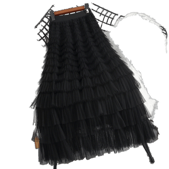 91% положителна оценка Висококачествена мрежеста полупола за жени Пролет/Лято 2025 Нов стил с висока талия за отслабване