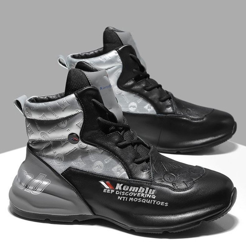 Meeste sügis- ja talvejalatsid 2024 uued fliisvoodriga paksud noorte soojad puuvillased kingad meeste kõrged valged tossud