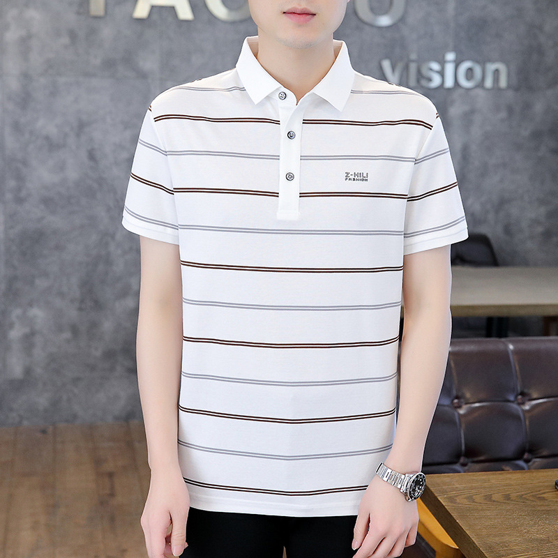 kiváló minőségű férfi póló, csíkos, rövid ujjú, üzleti, lezser, hosszú ujjú