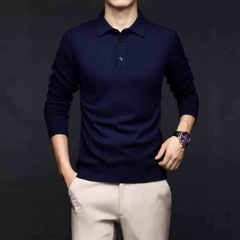 Kiváló minőségű fésűs hajtókás kötött pulóver őszi és téli üzleti szabadidős meleg kötött póló férfi minden mérkőzésre