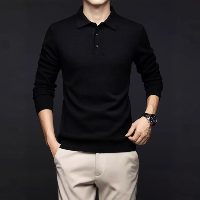 Kiváló minőségű fésűs hajtókás kötött pulóver őszi és téli üzleti szabadidős meleg kötött póló férfi minden mérkőzésre