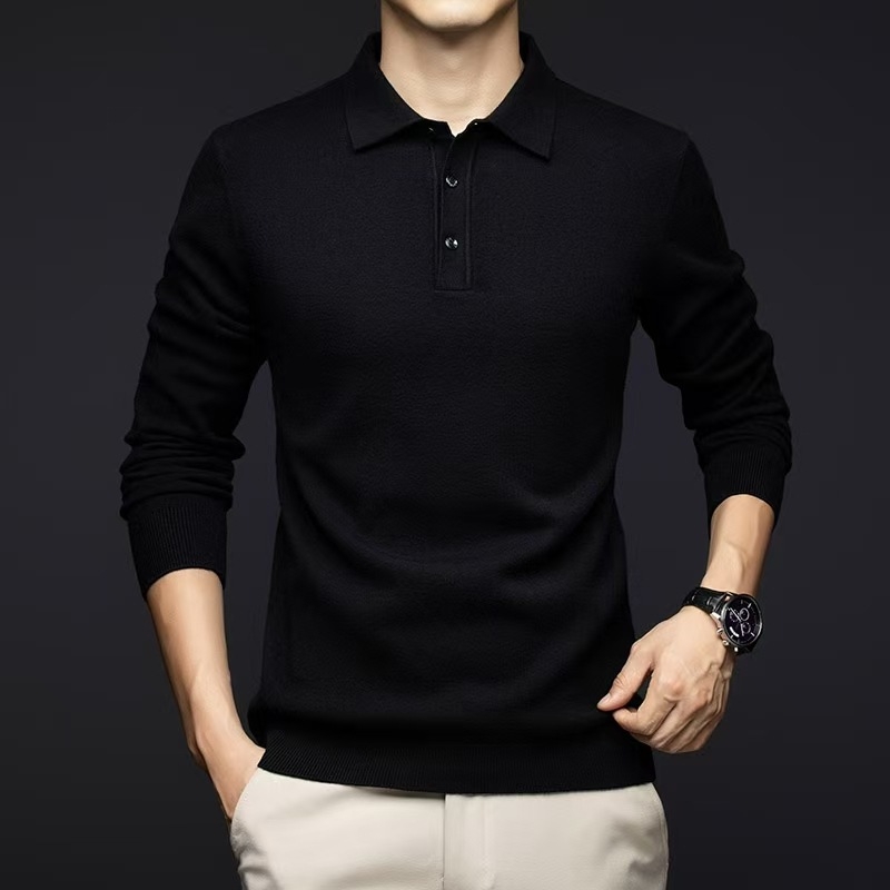 Kiváló minőségű fésűs hajtókás kötött pulóver őszi és téli üzleti szabadidős meleg kötött póló férfi minden mérkőzésre