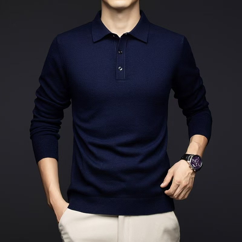 Kiváló minőségű fésűs hajtókás kötött pulóver őszi és téli üzleti szabadidős meleg kötött póló férfi minden mérkőzésre