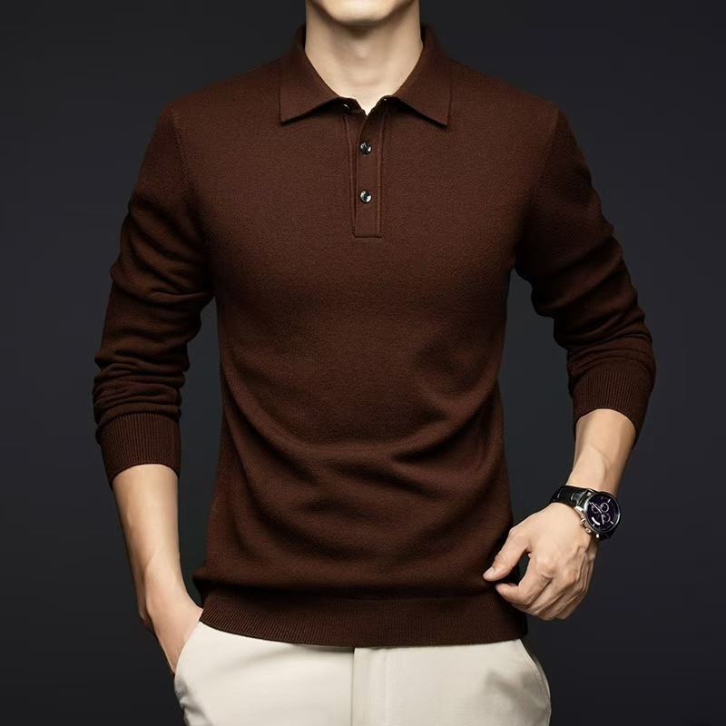 Kiváló minőségű fésűs hajtókás kötött pulóver őszi és téli üzleti szabadidős meleg kötött póló férfi minden mérkőzésre