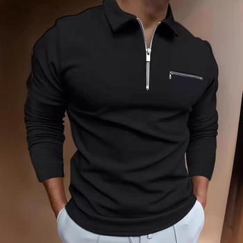 Άνετο, απλό, μακρυμάνικο πόλο μπλουζάκι, Ευρωπαϊκό και Αμερικανικό, για άνδρες, σε φαρδιά, καλοκαιρινά, λεπτά, μονόχρωμα, casual χρώματα από πολυεστερικές ίνες.