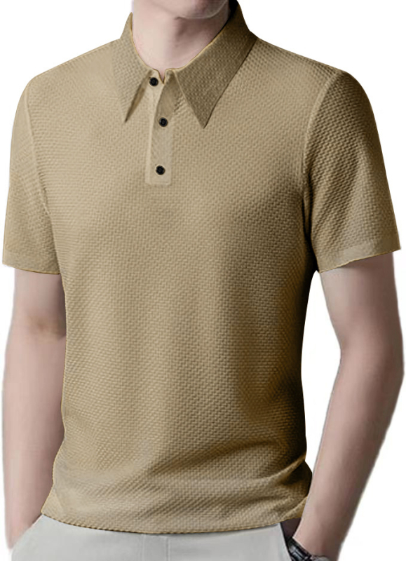 TEMU Amazon Explosions csúcskategóriás hálós Buersucker jég selyem rövid ujjú férfi lézerrel bélelt nyári egyszínű plus size póló