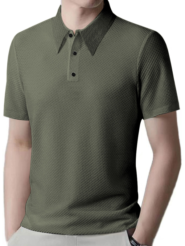 TEMU Amazon Explosions csúcskategóriás hálós Buersucker jég selyem rövid ujjú férfi lézerrel bélelt nyári egyszínű plus size póló