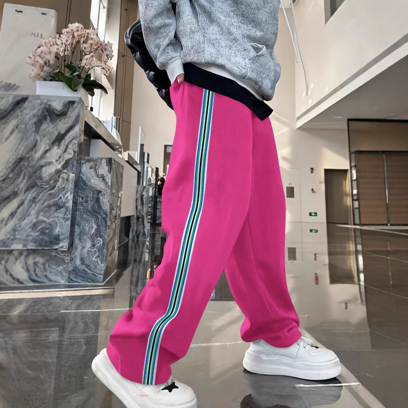 Ananász kockás mintás, divatos, egyszínű, lezser sporthálós nadrág, lezser nadrág, könnyű és érett