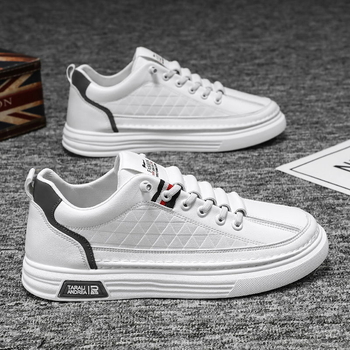 Ανδρικά Παπούτσια 2023 Νέα Φθινοπωρινή Μόδα Ανδρικά Δερμάτινα Παπούτσια σε Λευκό Χρώμα, Αθλητικά, Μοντέρνα Παπούτσια