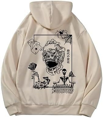 2024 Amazon AliExpress COZYEASE Férfi Y2K mintás kapucnis, túlméretezett retró pulóver