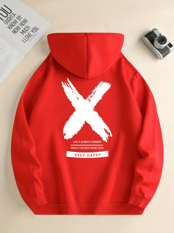 Grand Cross mintás kapucnis pulóver, Férfi menő kapucnis pulóver, Férfi laza grafikus garbó