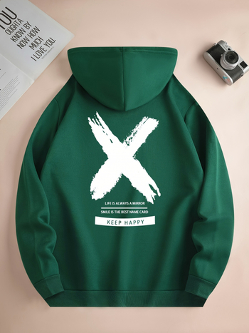 Суичър с качулка и принт Grand Cross, Мъжки готин суичър с качулка, Мъжка ежедневна поло яка с графичен дизайн