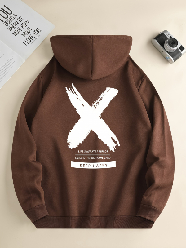 Grand Cross mintás kapucnis pulóver, Férfi menő kapucnis pulóver, Férfi laza grafikus garbó