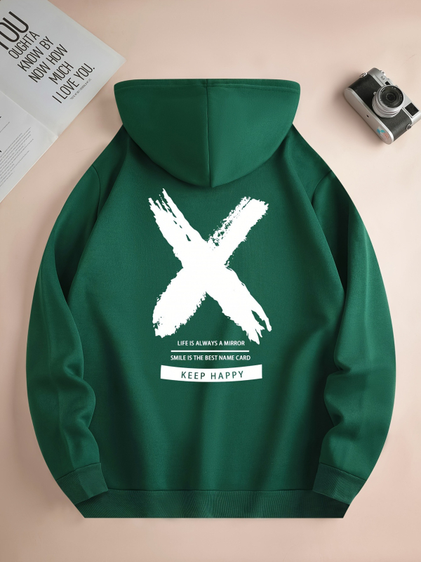 Grand Cross mintás kapucnis pulóver, Férfi menő kapucnis pulóver, Férfi laza grafikus garbó