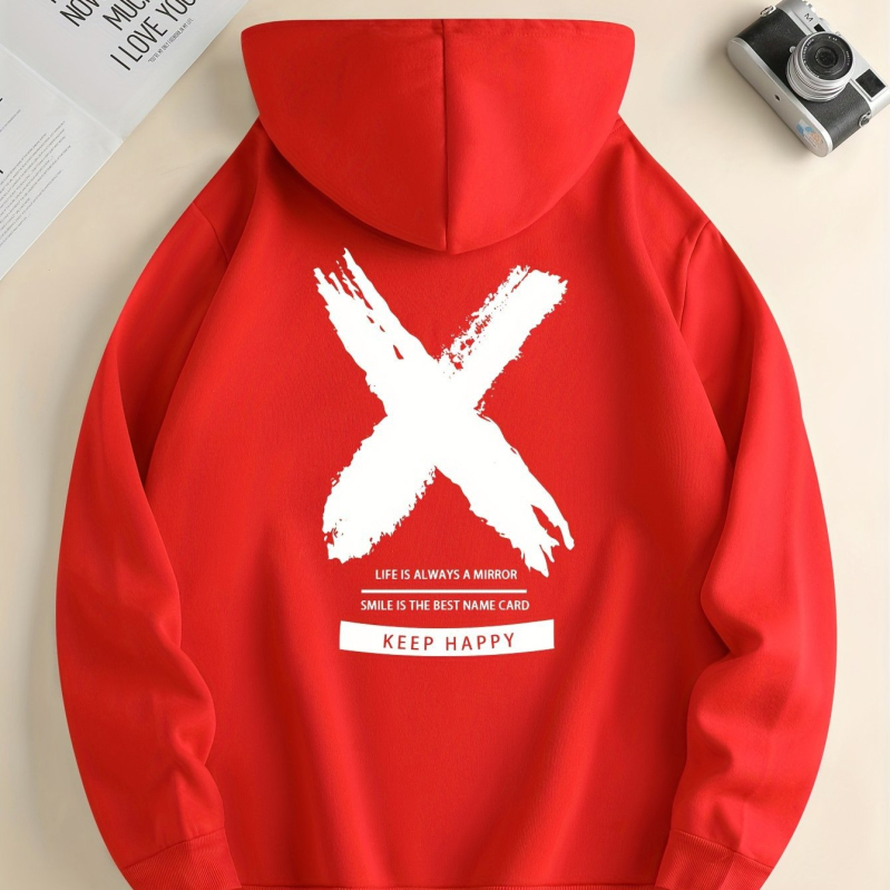 Grand Cross mintás kapucnis pulóver, Férfi menő kapucnis pulóver, Férfi laza grafikus garbó