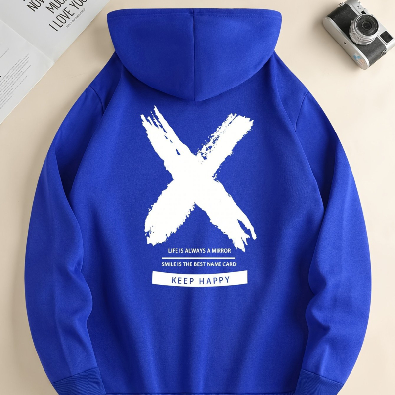 Grand Cross mintás kapucnis pulóver, Férfi menő kapucnis pulóver, Férfi laza grafikus garbó