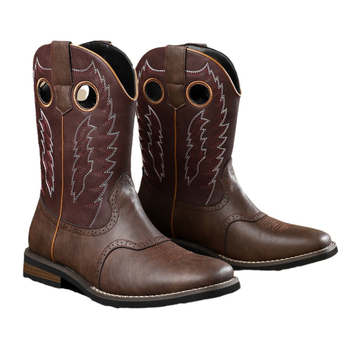 Κλασικές καουμπόικες μπότες Western, vintage κεντημένες δερμάτινες μπότες, casual all-match μπότες ιππότη, κομψές καουμπόικες μπότες αμερικανικού στιλ