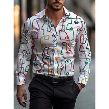 2024 Határokon átnyúló új férfi ing 3D nyomtatással, hosszú ujjú, lezser férfi ing, karcsúsított, divatos ing