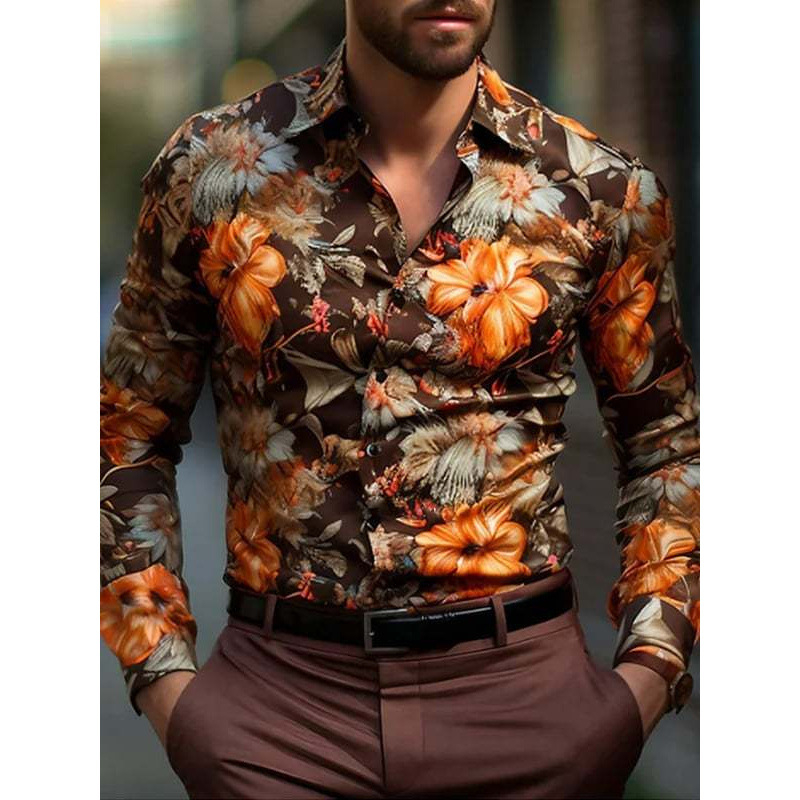 2024 Határokon átnyúló új férfi ing 3D nyomtatással, hosszú ujjú, lezser férfi ing, karcsúsított, divatos ing