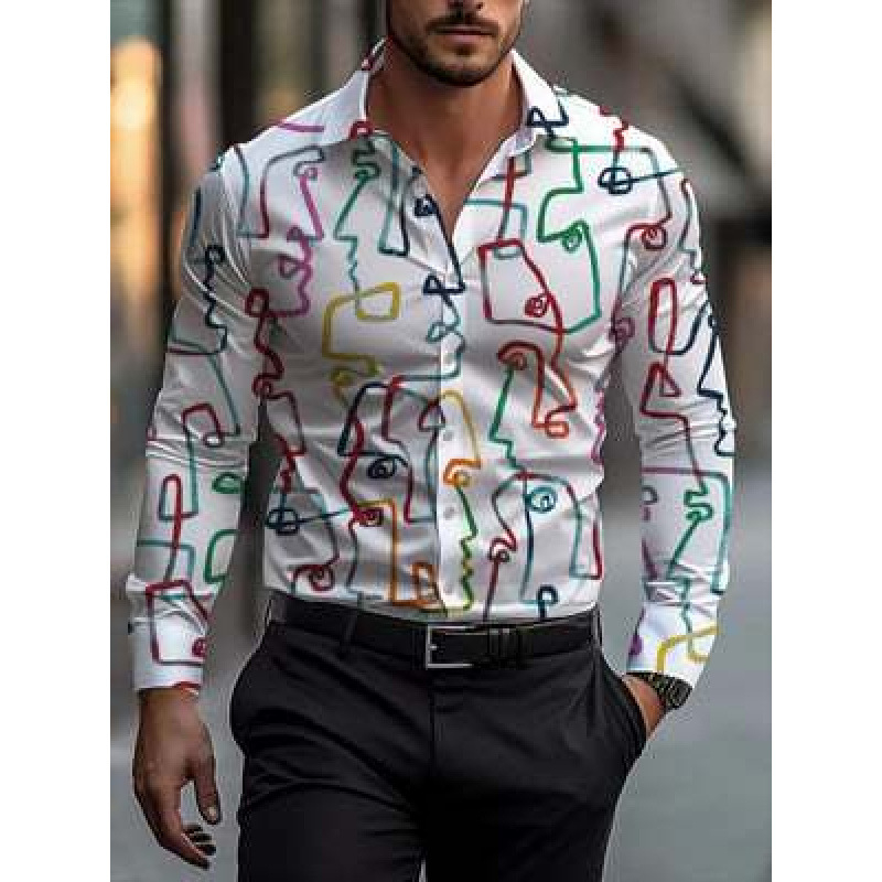 2024 Határokon átnyúló új férfi ing 3D nyomtatással, hosszú ujjú, lezser férfi ing, karcsúsított, divatos ing