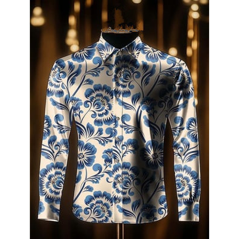 2024 Határokon átnyúló új férfi ing 3D nyomtatással, hosszú ujjú, lezser férfi ing, karcsúsított, divatos ing