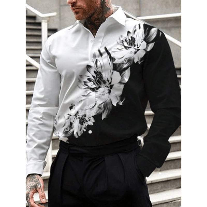 2024 Határokon átnyúló új férfi ing 3D nyomtatással, hosszú ujjú, lezser férfi ing, karcsúsított, divatos ing