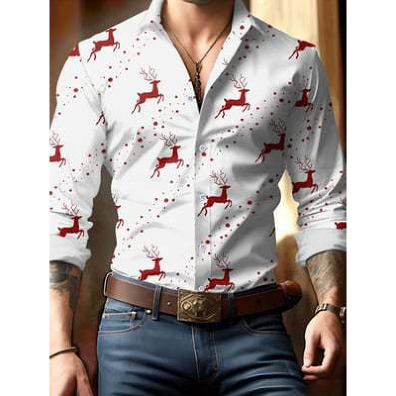 2024 Határokon átnyúló új férfi ing 3D nyomtatással, hosszú ujjú, lezser férfi ing, karcsúsított, divatos ing