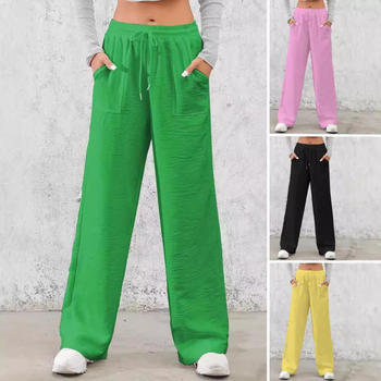 Amazon határokon átnyúló magas derekú, laza, egyenes szabású női nadrág, 2024-es európai és amerikai INS stílusú, nyári, új, lusta jég selyemnadrág, gyorsan száradó.