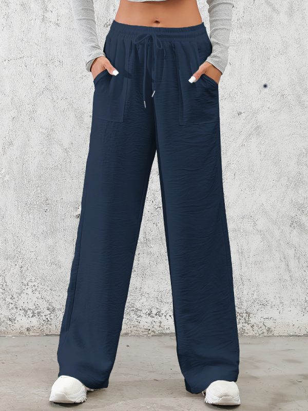 Amazon határokon átnyúló magas derekú, laza, egyenes szabású női nadrág, 2024-es európai és amerikai INS stílusú, nyári, új, lusta jég selyemnadrág, gyorsan száradó.