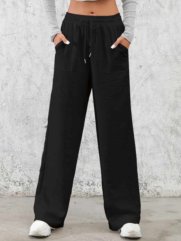 Amazon határokon átnyúló magas derekú, laza, egyenes szabású női nadrág, 2024-es európai és amerikai INS stílusú, nyári, új, lusta jég selyemnadrág, gyorsan száradó.