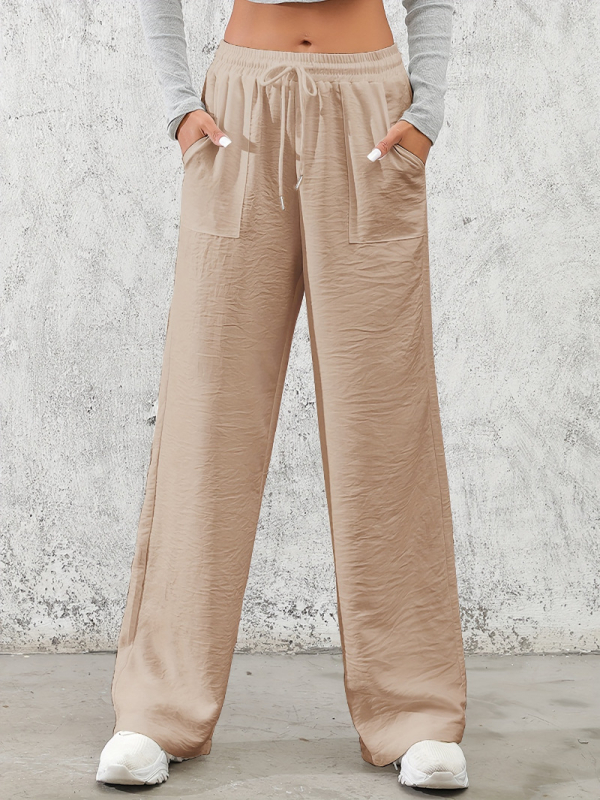 Amazon határokon átnyúló magas derekú, laza, egyenes szabású női nadrág, 2024-es európai és amerikai INS stílusú, nyári, új, lusta jég selyemnadrág, gyorsan száradó.