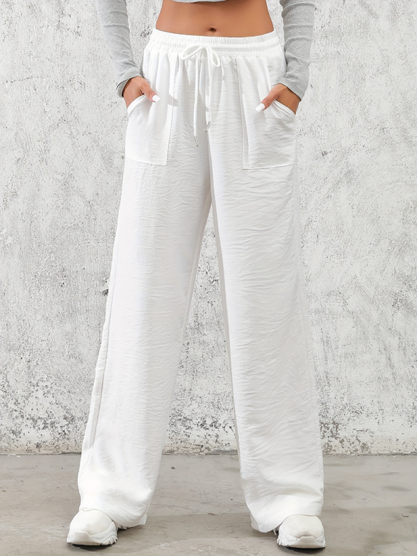 Amazon határokon átnyúló magas derekú, laza, egyenes szabású női nadrág, 2024-es európai és amerikai INS stílusú, nyári, új, lusta jég selyemnadrág, gyorsan száradó.