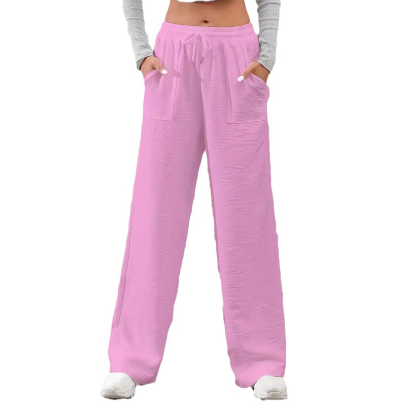 Amazon határokon átnyúló magas derekú, laza, egyenes szabású női nadrág, 2024-es európai és amerikai INS stílusú, nyári, új, lusta jég selyemnadrág, gyorsan száradó.