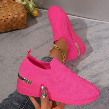 Pantofi de damă de mărime plus pentru comerț exterior 2024 primăvara și toamna noi cu cap rotund, pantofi de damă la modă, pantofi sport casual cu plasă țesută