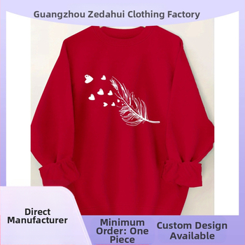 Női lezser, kerek nyakú, kapucnis pulóver geometrikus mintával - puha