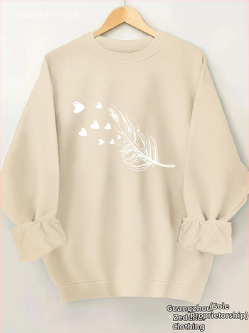 Női lezser, kerek nyakú, kapucnis pulóver geometrikus mintával - puha