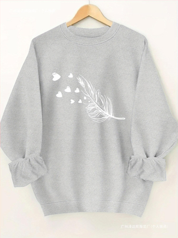 Női lezser, kerek nyakú, kapucnis pulóver geometrikus mintával - puha