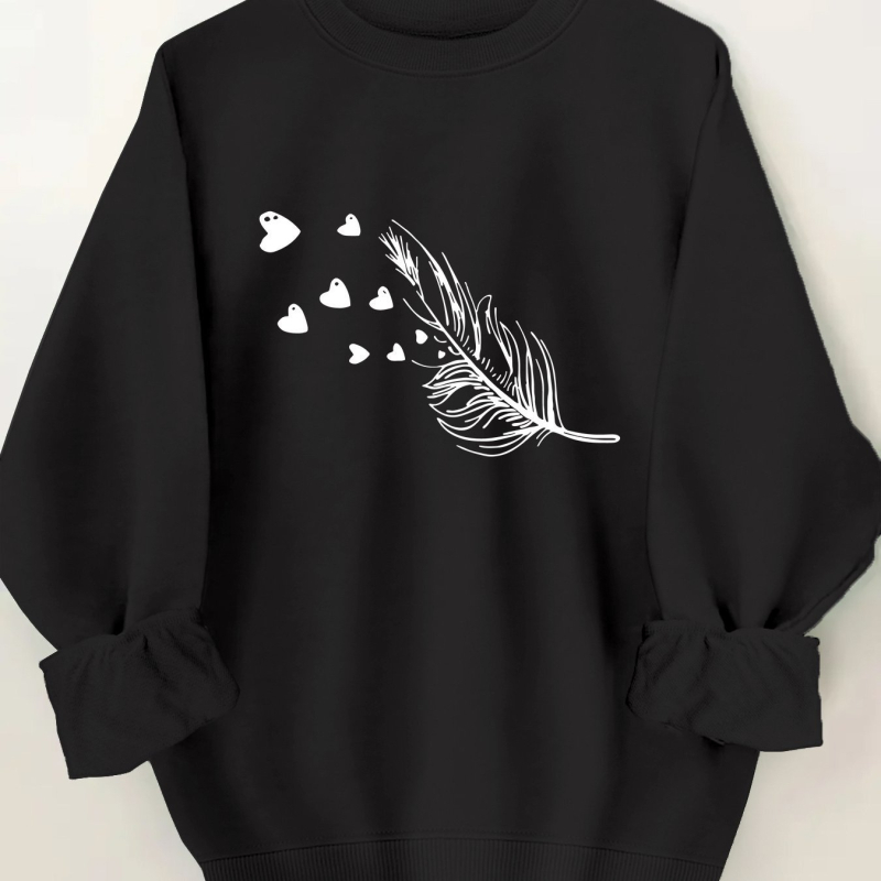 Női lezser, kerek nyakú, kapucnis pulóver geometrikus mintával - puha