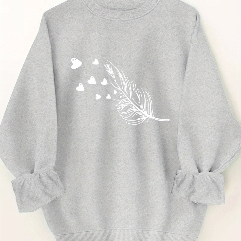 Női lezser, kerek nyakú, kapucnis pulóver geometrikus mintával - puha