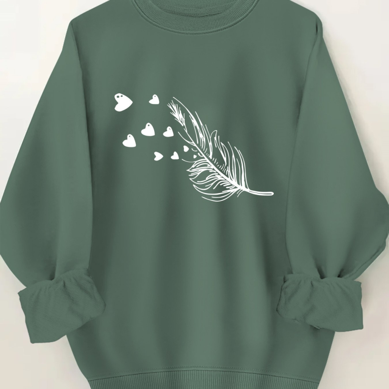 Női lezser, kerek nyakú, kapucnis pulóver geometrikus mintával - puha