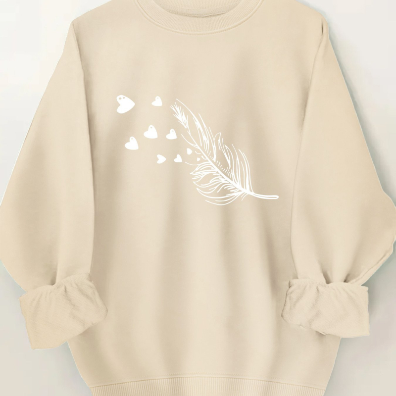 Női lezser, kerek nyakú, kapucnis pulóver geometrikus mintával - puha