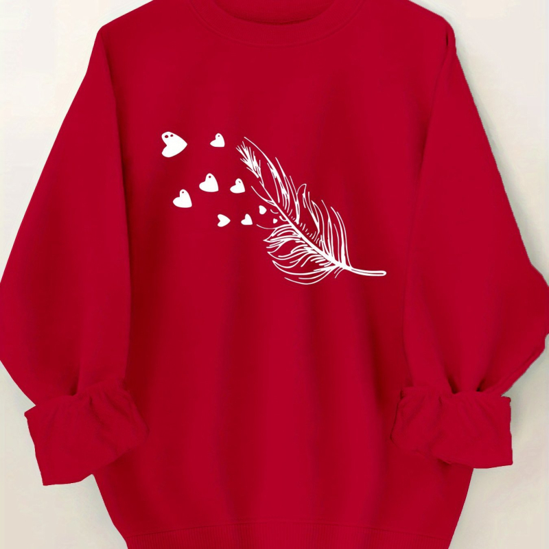 Női lezser, kerek nyakú, kapucnis pulóver geometrikus mintával - puha