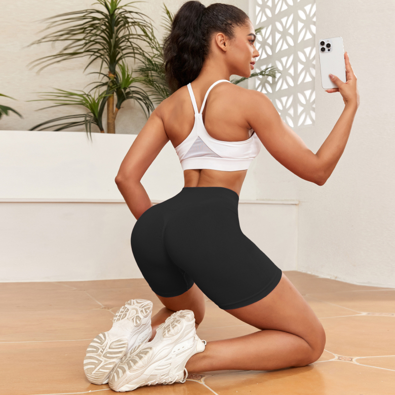 Sporta skriešanas jogas fitnesa trīs ceturtdaļu bikses, trīs slāņu pieguļošas, augstas jostasvietas tievēšanas un gurnu pacelšanas vienkāršas jogas bikses, augstas elastības tievēšanas