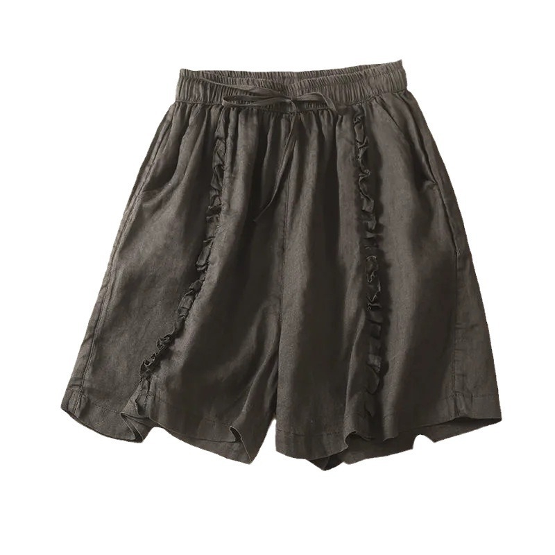 2024-es nyári koreai stílusú, magas derekú, karcsúsító, széles szárú nadrág, plus size női ruházat, lezser nadrágok anyukáknak, egyszerű női rövidnadrágok