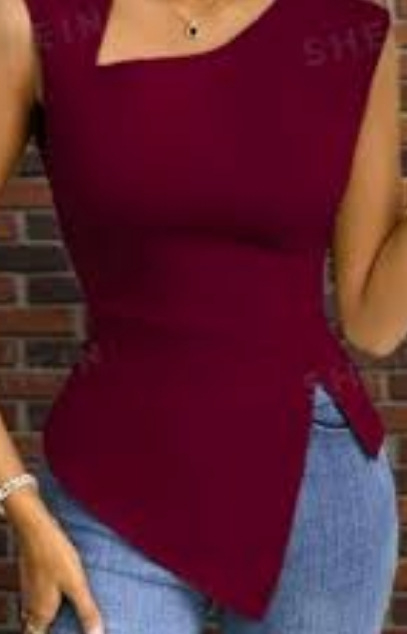 Határokon átnyúló 2025 Amazon női európai és amerikai új, szabálytalan, szellőző szegélyű, ferde gallérú, karcsúsított, rövid, egyszínű, ujjatlan ruha