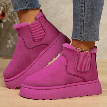 Γυναικείες μπότες χιονιού με χοντρή σόλα, χειμωνιάτικες μπότες 2024, νέες ελαστικές βαμβακερές μπότες, ζεστές κοντές μπότες με επένδυση fleece