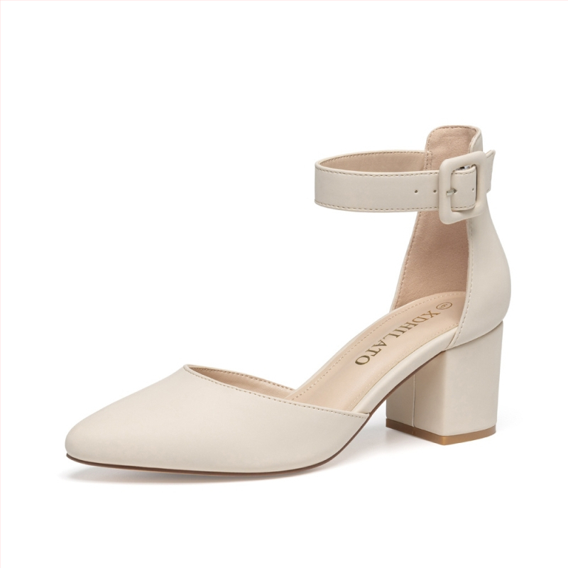 Sandale de vară cu toc înalt pentru femei, stil european și american, mărime mare, vârf ascuțit, toc gros, pantofi simpli de damă negri cu o singură curea