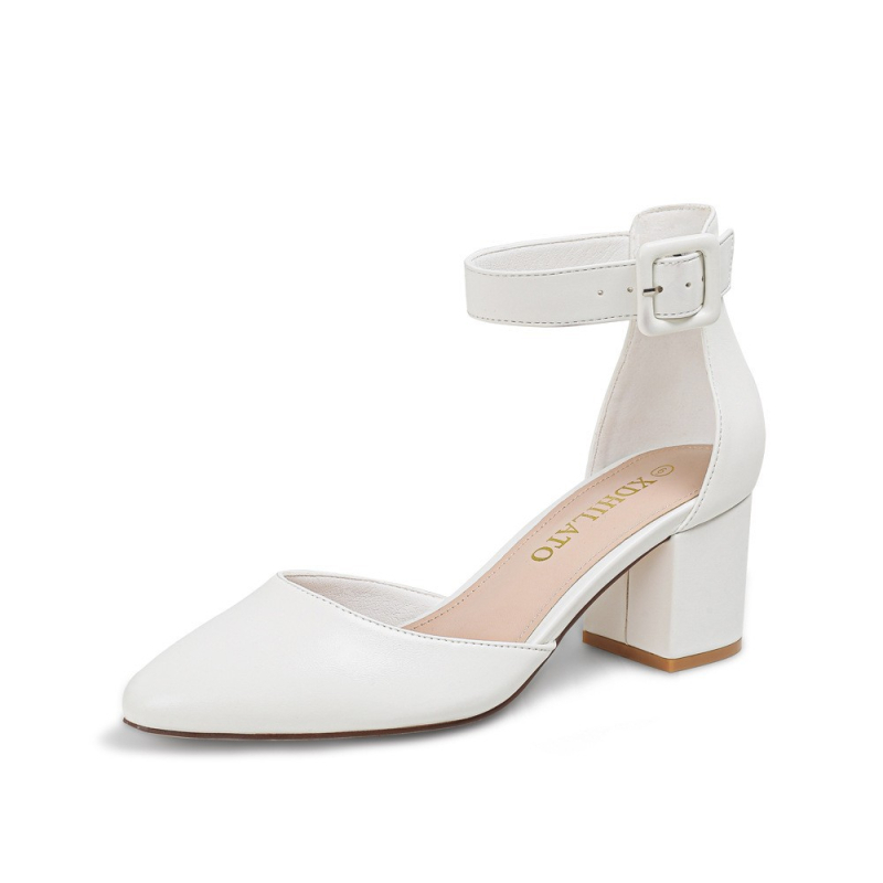 Sandale de vară cu toc înalt pentru femei, stil european și american, mărime mare, vârf ascuțit, toc gros, pantofi simpli de damă negri cu o singură curea